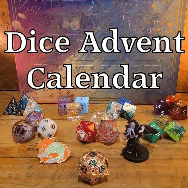 Dice Advent Calendar, 1 Box 24 Polyhedron Set for DND and RPG, Perfect Christmas Gift for Gamers, Party