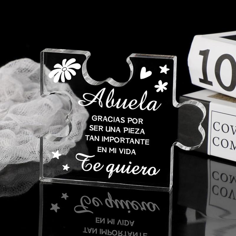 Grandma Gifts in Spanish - Acrylic Puzzle Plaque Presents, Regalos Abuela Personalizado, Spanish Grandma Birthday Gifts, Christmas Gifts for Grandma Spanish from Granddaughter Grandson