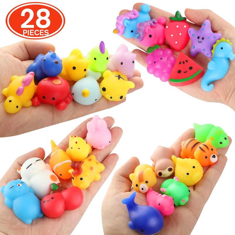 Mochi Squishy Toys 28pack Animal Mini Squishies Kawaii Party Favors for Kids Cat  Squishy Squeeze Stress Relief Toys Goodie Bags Novelty Toy Easter Gifts for Boys Girls Adults