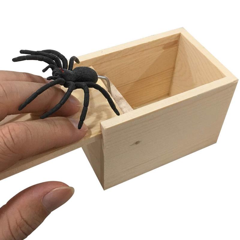 [Upgraded Premium Wood], The Original Spider Prank Box, Comes in a Decorated Suprise Gift Box, Hilarious Pranks Stuff Toys for Adults and Kids Handmade Wooden Pop Out Scare Surprise Boxes Joke Toys Halloween