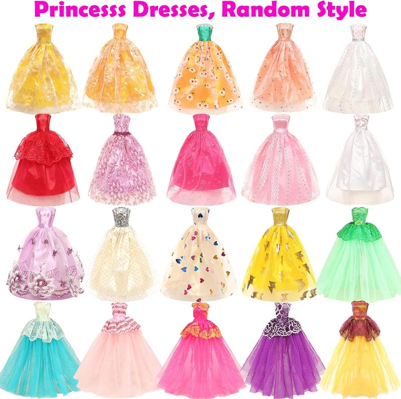 Christmas gift 57 Pack Doll Clothes and Accessories Set for 11.5 Inch Doll - Includes Fashion Dresses, Wedding Gowns, Shoes, Hangers, Cosmetics & More