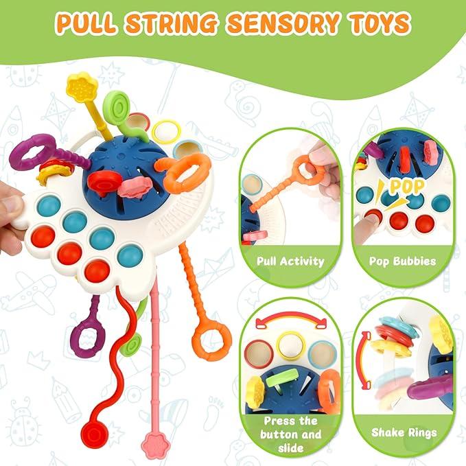 NEOBIOO 5pcs Montessori Children's Toys, Stacking Rings, Color Shape Sensory, Suction Cup Spin Toys, etc., Kids Birthday Holiday Party Gifts