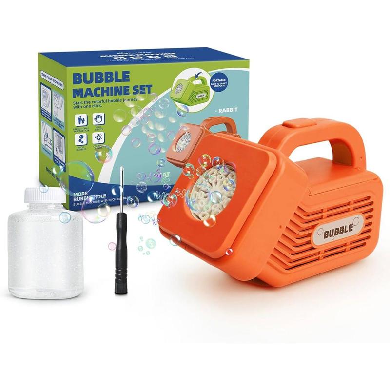 ren's Bubble Machine, Portable Automatic Bubble Machine, Durable 20000+ Bubble Machine, Suitable for Indoor and Outdoor, Suitable for Parties, Christmas, Orange