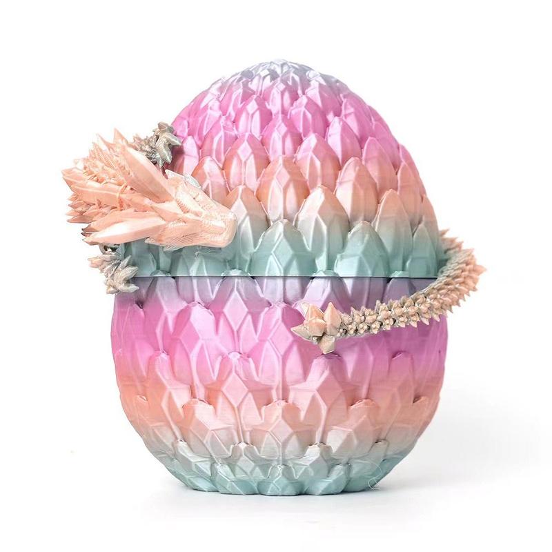 Christmas 3D Printed Crystal Dragon Egg with Articulated Dragon, Random Color Dragon Egg Toy, Dragon Fidget Toy, Perfect for Collectors, Party Decor & Gifts