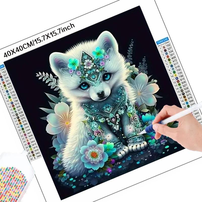 Cartoon Fox Pattern DIY Diamond Arts Colorful Painting Kit without Frame, DIY 5D Diamond Arts Colorful Painting Kit for Beginner, Wall Art Decor for Home