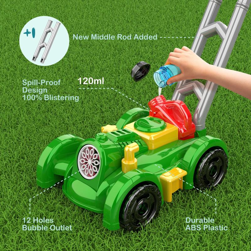 Bubble Machine Toy, Fully Automatic Mower Shaped Bubble Cart with Refillable Bubble Solution, Fun Bubble Maker Toy without Battery for Summer Gifts