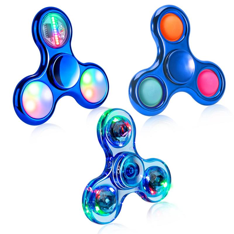 LED Light Up Fidget Spinner, 3 Counts set Colorful Light Up Finger Spinner, Stress Relief Hand Spinner Toy, Party Gift, Holiday Gift