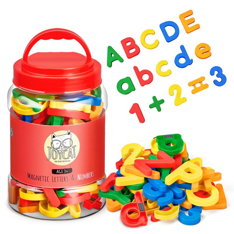 JoyCat Magnetic Letters Numbers Alphabet, Fridge Magnets, ABC 123 Preschool Educational Learning Plastic Colorful Toy,Uppercase Lowercase Math Symbols