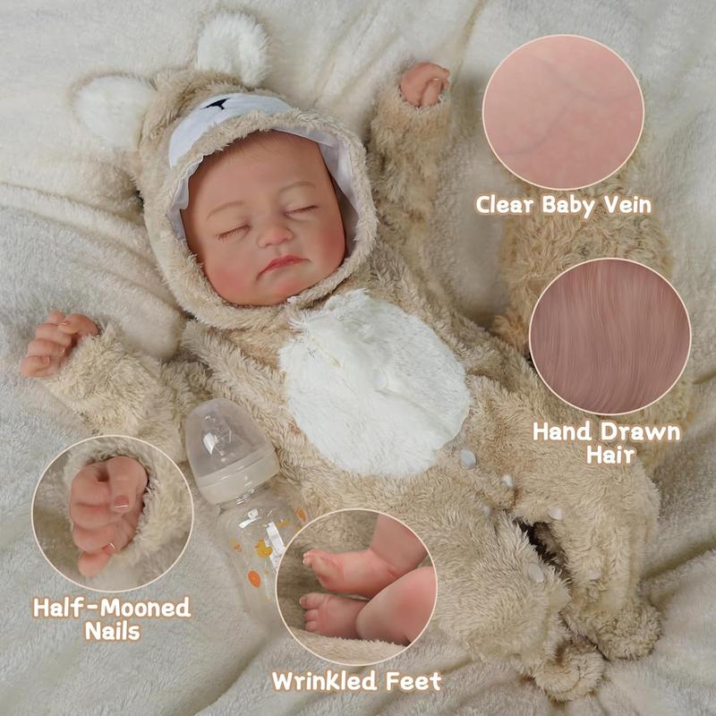 BABESIDE Lifelike Reborn Baby Dolls - 20 inch Soft Body Realistic Newborn Baby Girl Sleeping Real Life Baby Dolls with Feeding Kit & Clothes Accessories Gift Box for Kids Age 3+