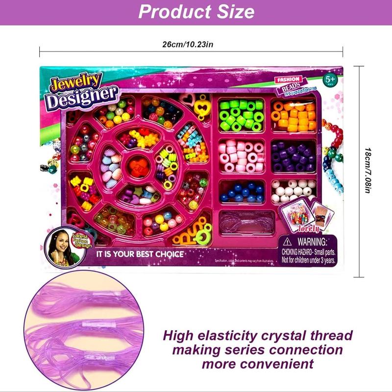 DIY Beaded Materials Kit, 1 Box Creative Intelligence DIY Bead Bracelet Necklace Making Jewelry Toy Kit, Great for Kids' DIY Crafts, Christmas Stocking Filler