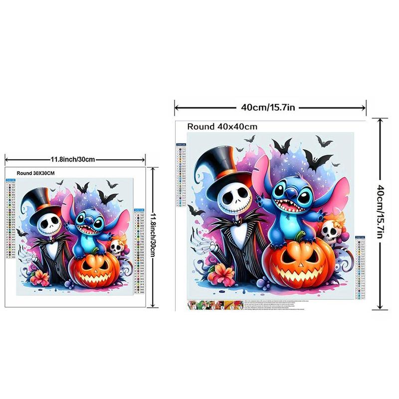 Stitch Themed DIY Diamond Arts Colorful Painting Kit without Frame, DIY 5D Diamond Arts Colorful Painting Kit, Halloween Wall Art Decor for Home Bedroom