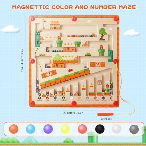 Magnetic Color and Number Maze，Magnetic Alphabet Maze, Educational Toys,Magnet counting magnetic boardgames