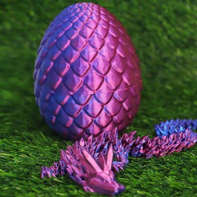 1PCS 3D Printed Laser Dragon Egg Toy with Emerging Dragon Figure - Collectible Fantasy Surprise Egg Toy