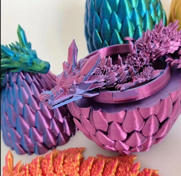 1PCS 3D Printed Laser Dragon Egg Toy with Emerging Dragon Figure - Collectible Fantasy Surprise Egg Toy