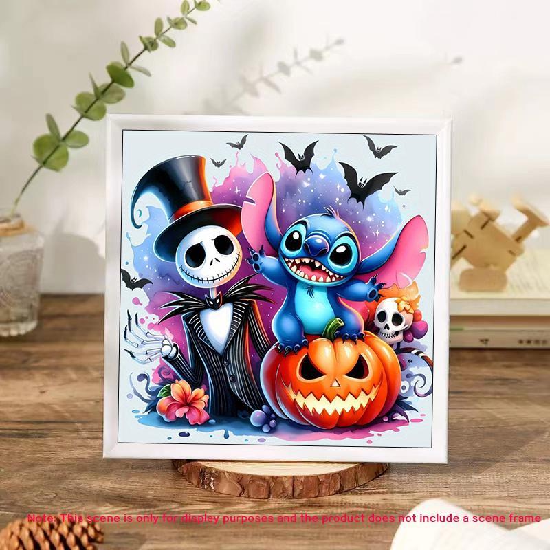 Stitch Themed DIY Diamond Arts Colorful Painting Kit without Frame, DIY 5D Diamond Arts Colorful Painting Kit, Halloween Wall Art Decor for Home Bedroom