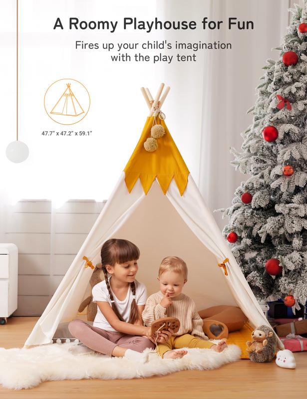 Children's fairy tale castle tent Christmas tent Christmas gift, storage bag with small window, large space, with cushion, LED light game tent