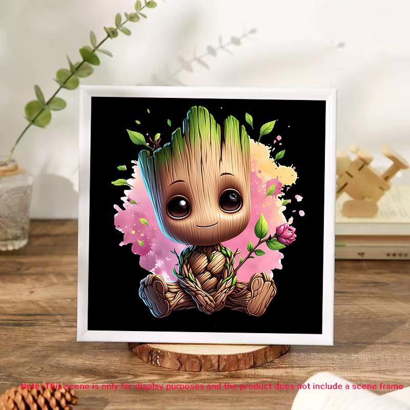 Disney Groot Pattern DIY Diamond Arts Colorful Painting Kit without Frame, DIY 5D Diamond Arts Colorful Painting Kit, Wall Art Decor for Home Bedroom