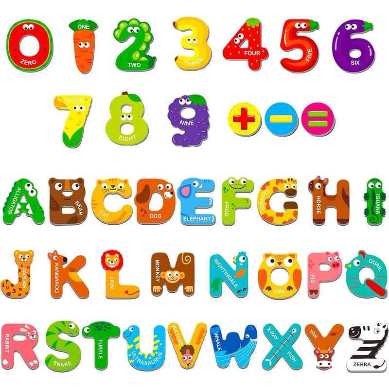 Large Size Magnetic Letters, Cute Animal Alphabet ABC Magnets for Fridge Colorful Uppercase Animals Toys Set Spelling Learning Games for,