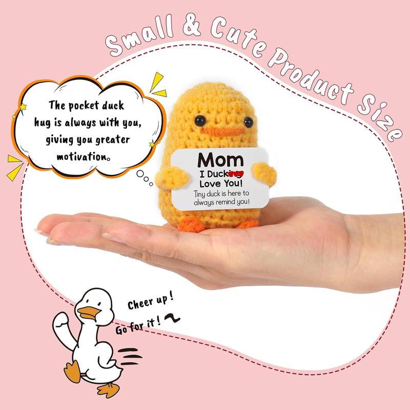 Birthday Gifts for Mom – I Duck Love You Mom, Handmade Crochet Cute Small Duck Presents for Mama Bonus Step-  Mother in Law Mothers Day Christmas