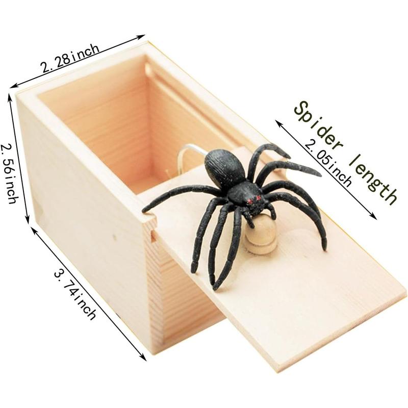 Rubber Spider Trick Box, Handmade Wooden Trick Surprise Box Spider Hidden in One Box Trick Toys for Adults and Children Pranks for Adults Stuff