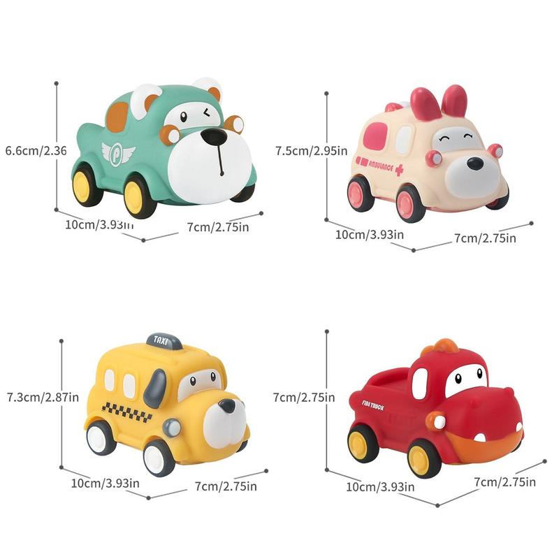 Cartoon Car Design Teenager Toy, Soft and Sturdy Pull Back Car Toy, Perfect Toy Cars, Promotes Fine Motor Skills and Hand-eye Coordination