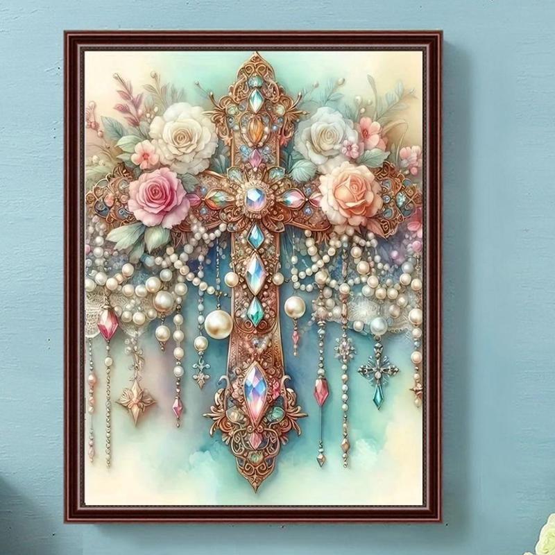 Flower Pattern DIY 5D Diamonds Arts Painting Kit without Frame, DIY Decorative Art Picture for Beginners, Wall Art Decor for Home Living Room Bedroom