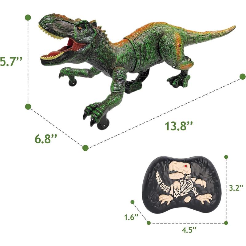 Remote Control Dinosaur Toys for Kids 3-5, 5-7, 8-12, 10-12, Electronic RC T Rex Dino Robot Toy for Boys, Top Christmas & Birthday Gifts for 6 7 8 9 10 11 & 12 Year Old Boys (Color: Green)