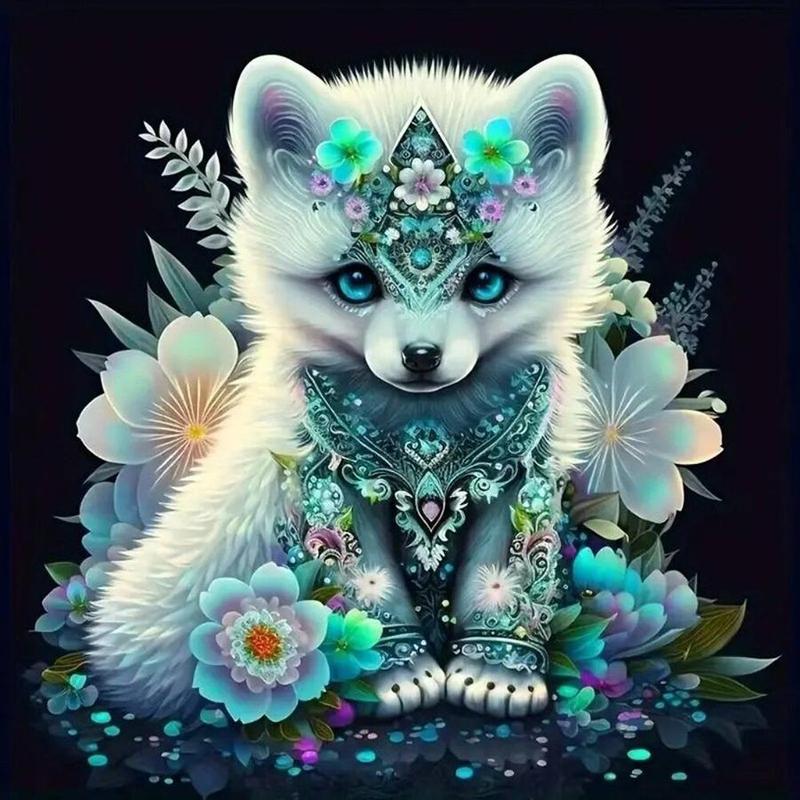 Cartoon Fox Pattern DIY Diamond Arts Colorful Painting Kit without Frame, DIY 5D Diamond Arts Colorful Painting Kit for Beginner, Wall Art Decor for Home