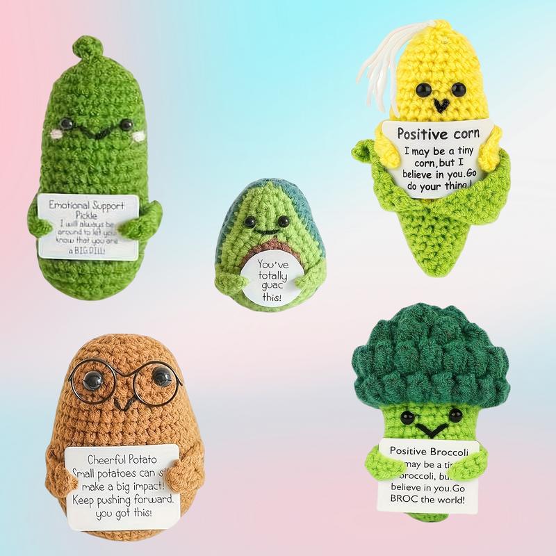 5 Pcs Cute Knitted Funny Potato Vegetable Fruit-, Funny Emotional Support Crochet Corn Doll Ornaments