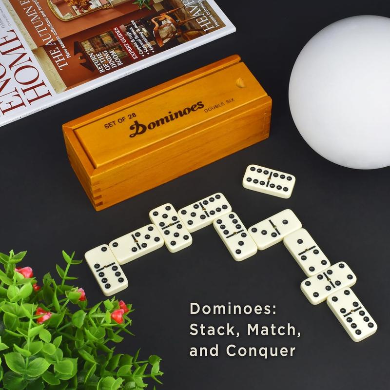 Queensell Dominos Set for Adults - Classic Board Games, Double 6 Dominoes Family Games for Kids and Adults - Christmas Gift - Secret Santa