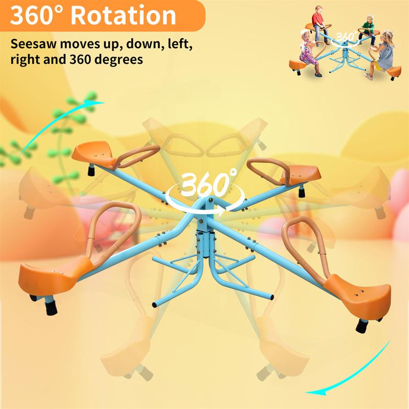 Outdoor Kids Spinning Seesaw which has 4 seats - Outdoor Playground Equipment for kids 3 - 8 years to play at Backyard