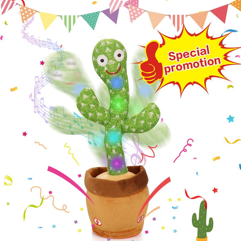 Dancing Cactus Toy for Pets，Dog and Cat Toy, Dancing Singing Toy,Repeats & Recording What You Say, Glows with LED Lights，Birthday Gift,Prank ToyA2