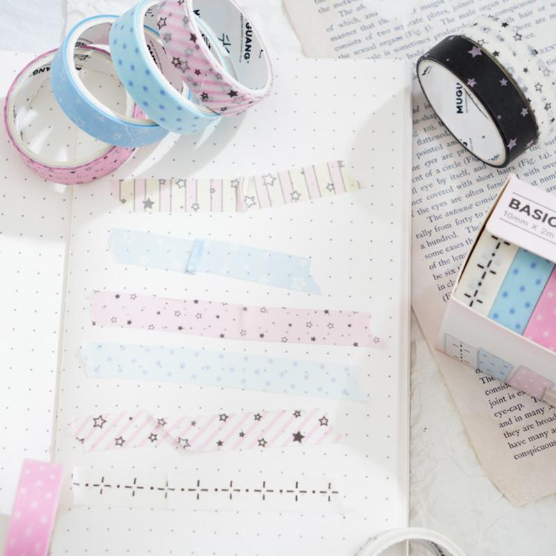 Washi Tape Set, 10 Rolls box Colorful Grid Pattern Washi Tape, DIY Decorative Tape for Scrapbooking, Journaling, Gift Wrapping, Photo Frames