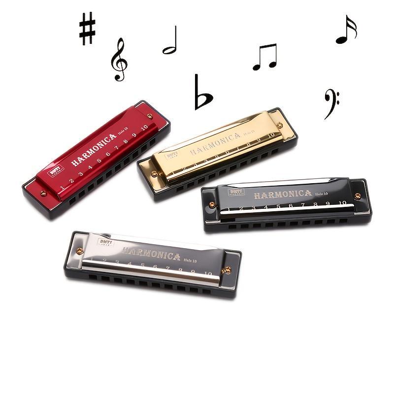 10 Hole Chromatic Harmonica, 1 Count C Key Harmonica with Case, Musical Instrument for Beginner, Gift for Friends, Christmas Gift