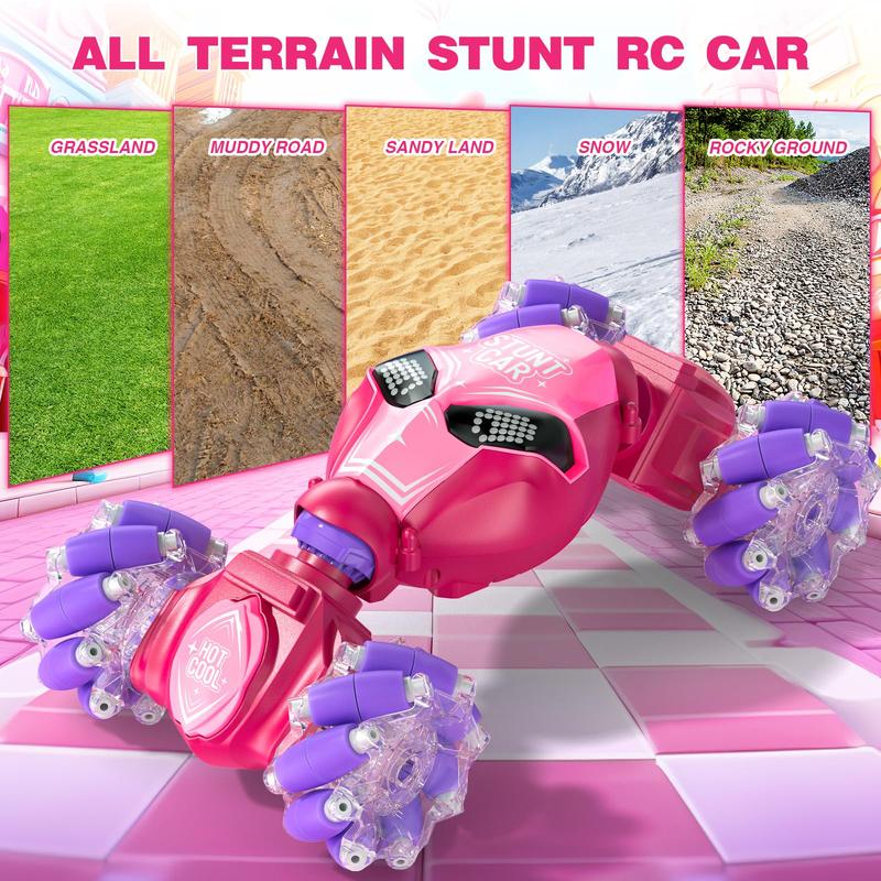 Gesture Sensing RC Stunt Car Toys for Girls Age 6-8-12, 4WD 2.4Ghz Hand Controlled Remote Control Twist Car Off Road 360°Rotation Drift with Light Music for Kids Girls Birthday Gifts traxxas xrt