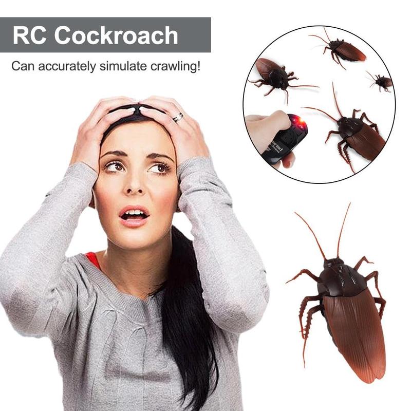 Cockroach Remote Control mischievous Animal Toys Electronic Realistic Fake Big Insect Bug Glowing Eyes Kids Gift mischievous fun for Halloween Christmas