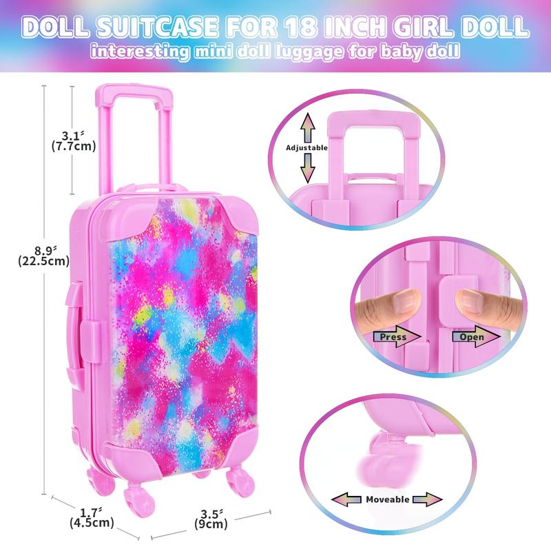 18 Inch American Doll Clothes and Accessories, Doll Travel Suitcase Playset for Girls, Cute Travel Doll Clothes for 18 Inch Girl Doll(Not Include Doll & Shoes) babyalive doll