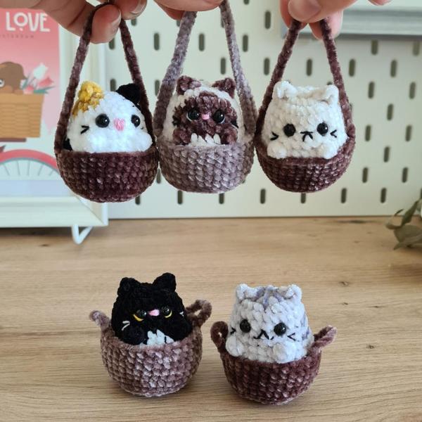 Cozy Cat Collection - Crochet Cat in Basket (Handmade goods will be made by hand so the production time will be a little longer)