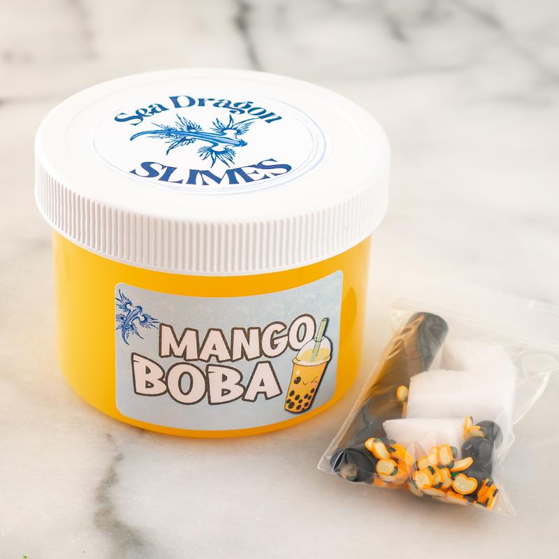 Mango Boba Slime - Jelly Cube Slime - Sea Dragon Slimes Shop - stress reducing, sensory regulation, sensory play, slime therapy