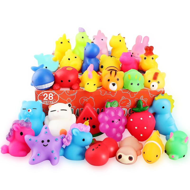 Mochi Squishy Toys 28pack Animal Mini Squishies Kawaii Party Favors for Kids Cat  Squishy Squeeze Stress Relief Toys Goodie Bags Novelty Toy Easter Gifts for Boys Girls Adults