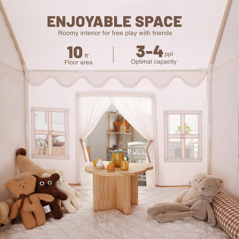 Sumbababy Play House Tent for Girl Large Playhouse Indoor Outdoor Fun with Mat, Star Lights, Banner Perfect Gift Toy Kid House playtent forkids