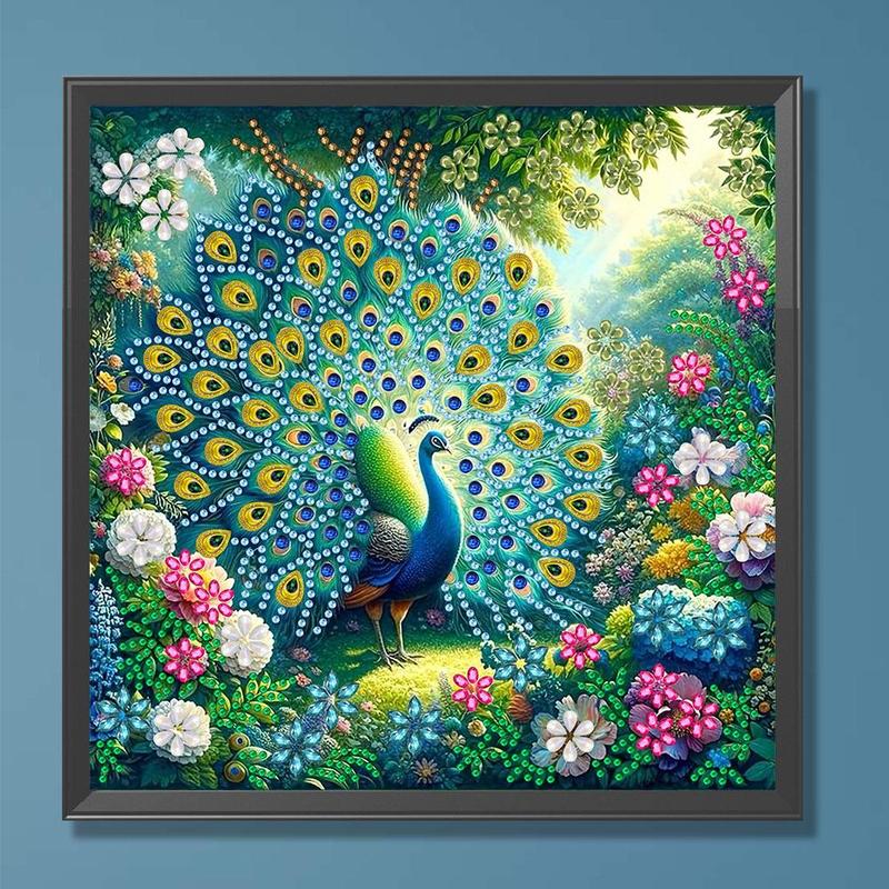 Peacock Pattern DIY Diamond Arts Colorful Painting Kit without Frame, DIY 5D Diamond Arts Colorful Painting for Home Wall Decor