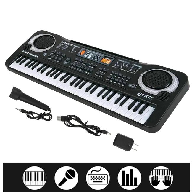 61 Key Digital Music Piano Keyboard for Kids,Portable Electronic Musical Instrument,Multi-function Keyboard with Microphone Gifts for Boys and Girls