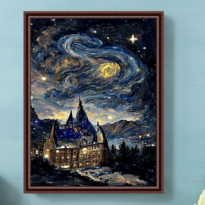 Castle Pattern Diamonds Arts Colorful Painting without Frame, DIY 5D Diamonds Art Crafts Kit, Wall Art Decoration for Home Living Room Bedroom