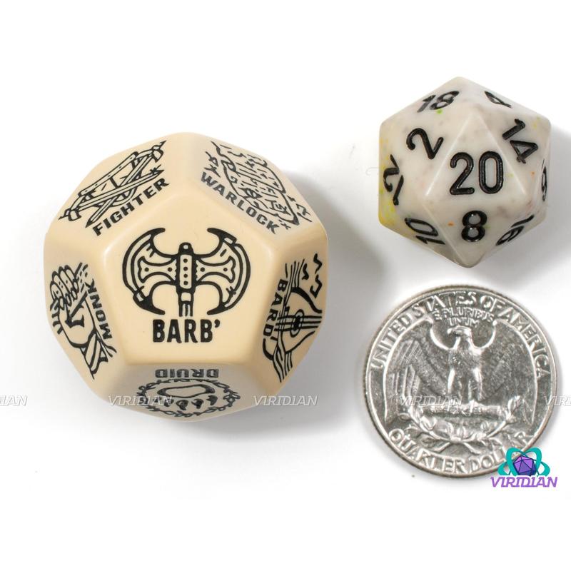 D&D Class Generator Die | Random TTRPG DnD Character Die, Improv, DM Dice Game Aide | Giant D12 Acrylic (1)