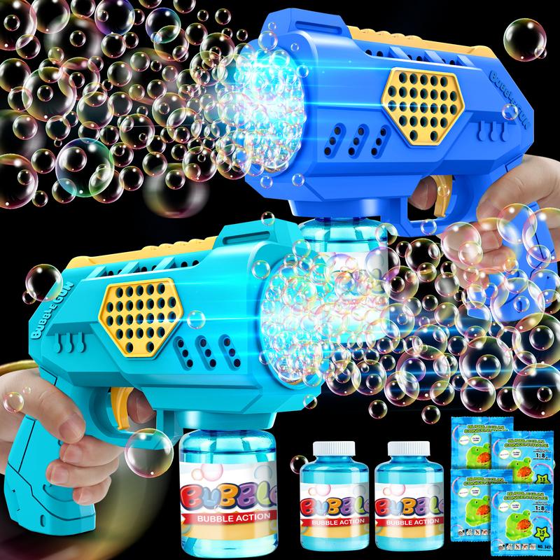 2024 Christmas Gifts Toys for Kids 2P Bubble Guns Backyard Outdoor Toys : 10 Holes Bubble Blaster with Rich Bubbles & LED Light