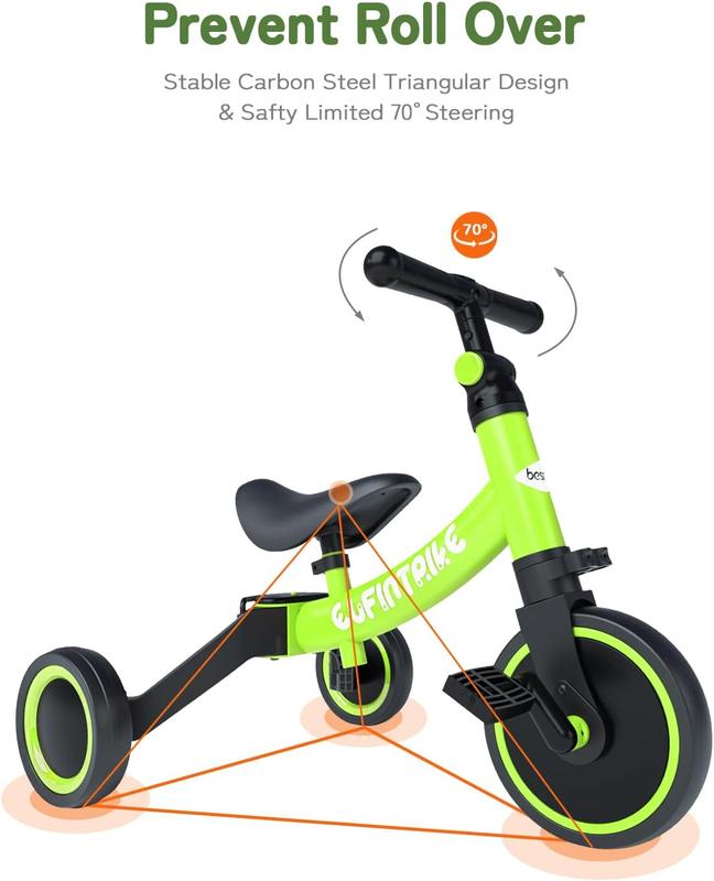 besrey 5 in 1 Toddler Bike for 1 Year to 4 Years Old Kids, Toddler Tricycle Kids Trikes Tricycle, Toys for Boy & Girl, Balance Training, Removable Pedals