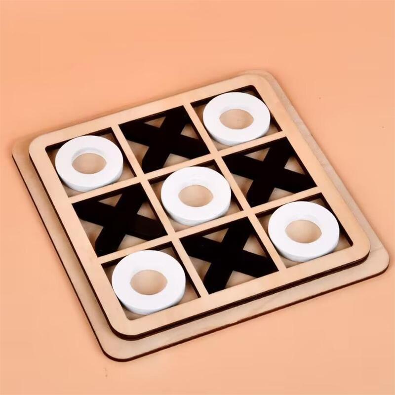 Wooden XO Board Game, 1 Set Logical Thinking Training Tic-tac-toe Board Game, Adult Toys Chess Board Game For Home Party, Educational Supplies For Students