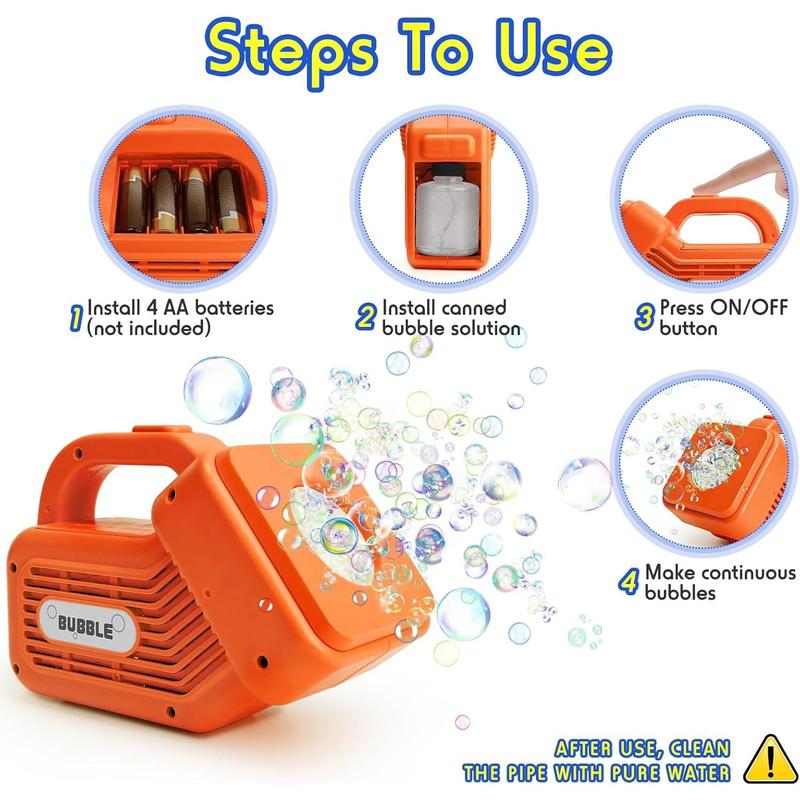 ren's Bubble Machine, Portable Automatic Bubble Machine, Durable 20000+ Bubble Machine, Suitable for Indoor and Outdoor, Suitable for Parties, Christmas, Orange