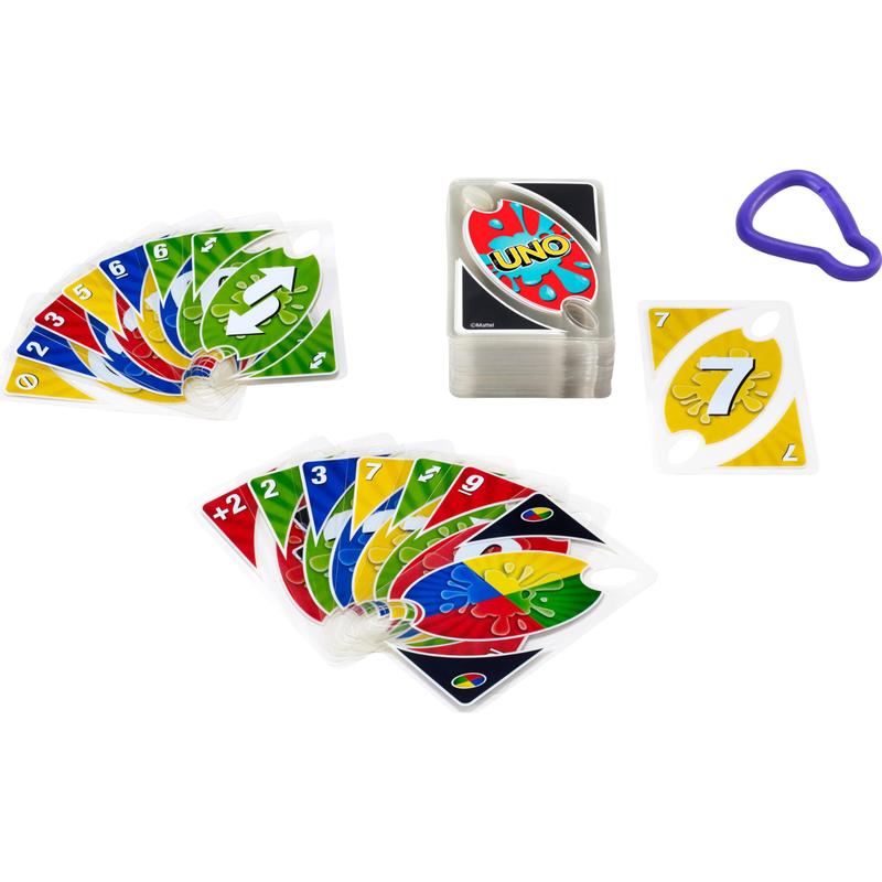 Mattel Games ​UNO Splash Card Game for Outdoor Camping, Travel and Family Night With Water-Resistent Plastic Cards